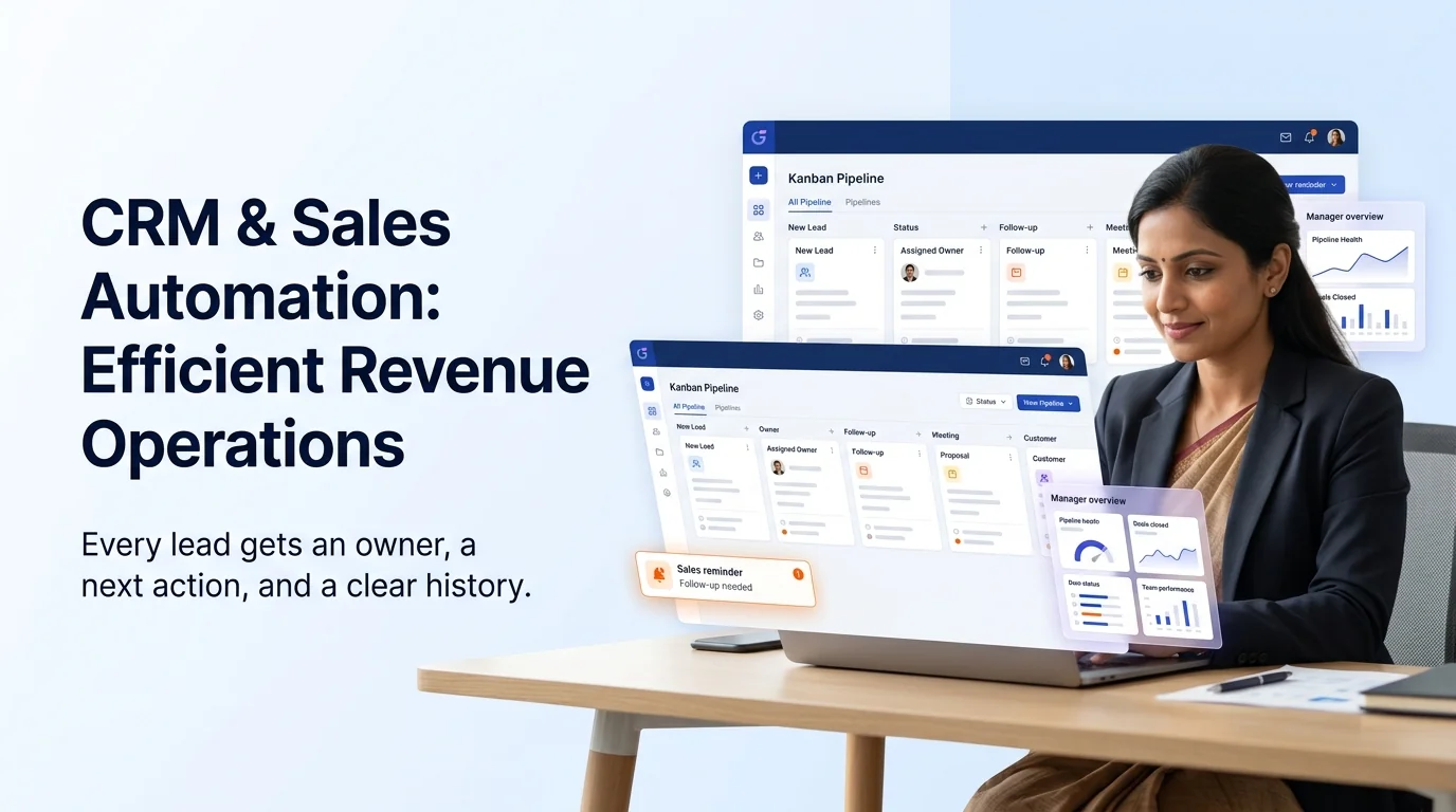 CRM and sales automation pipeline illustration