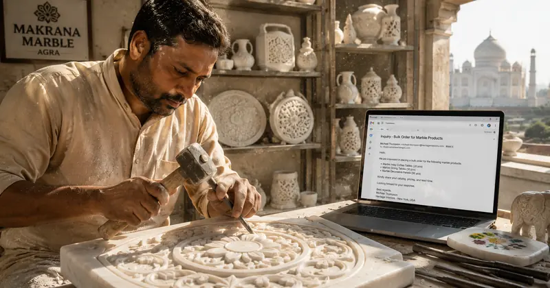 Digital marketing for marble exporters and handicraft businesses in Agra with international B2B lead generation by Growlixa