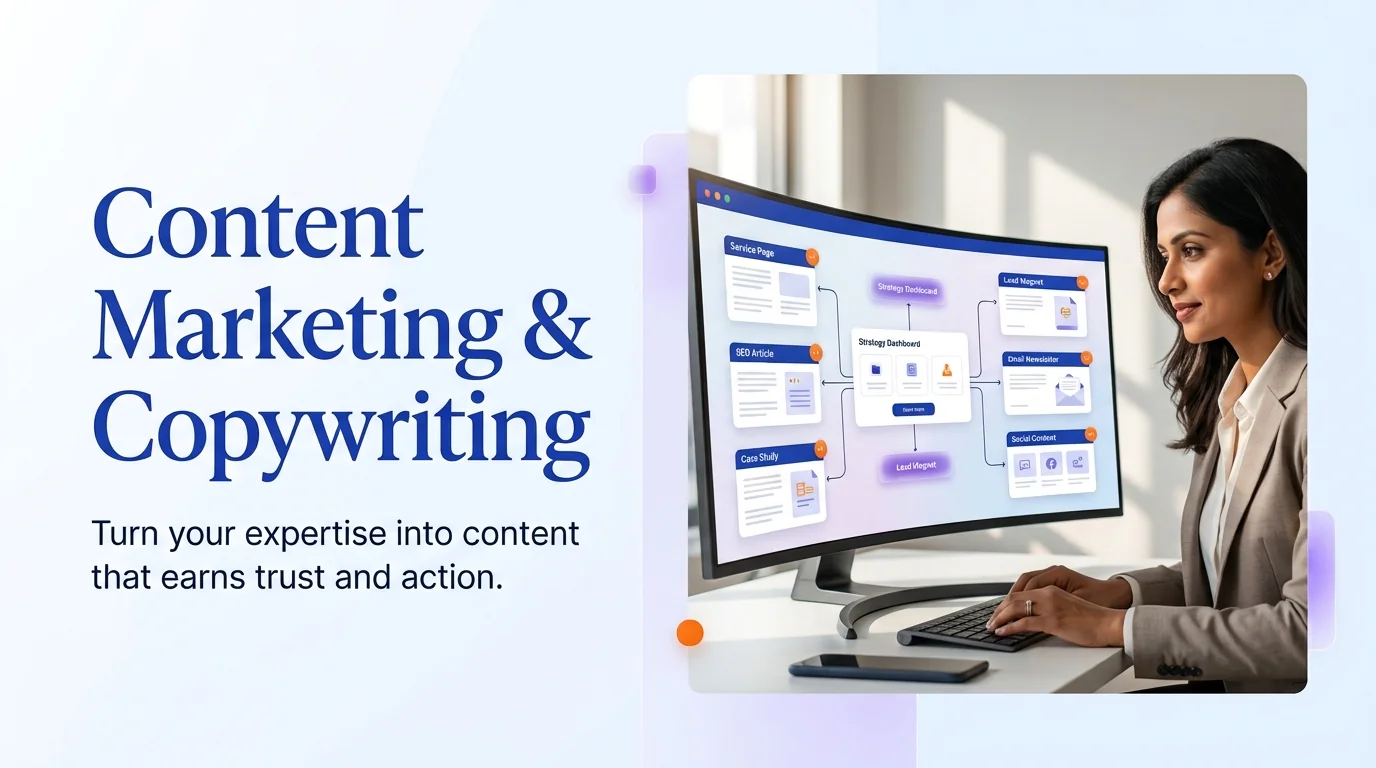 Content marketing strategy dashboard illustration