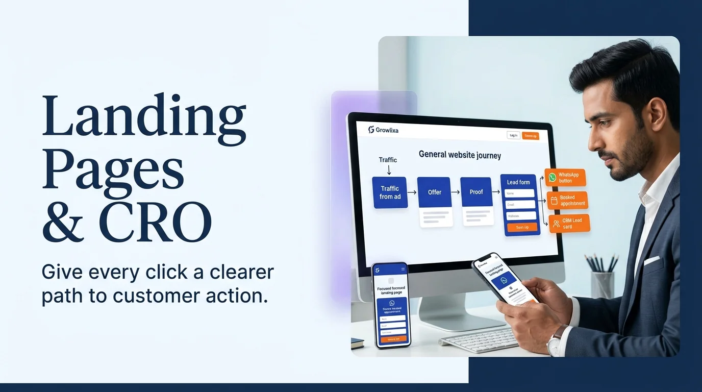 Landing page conversion workflow illustration