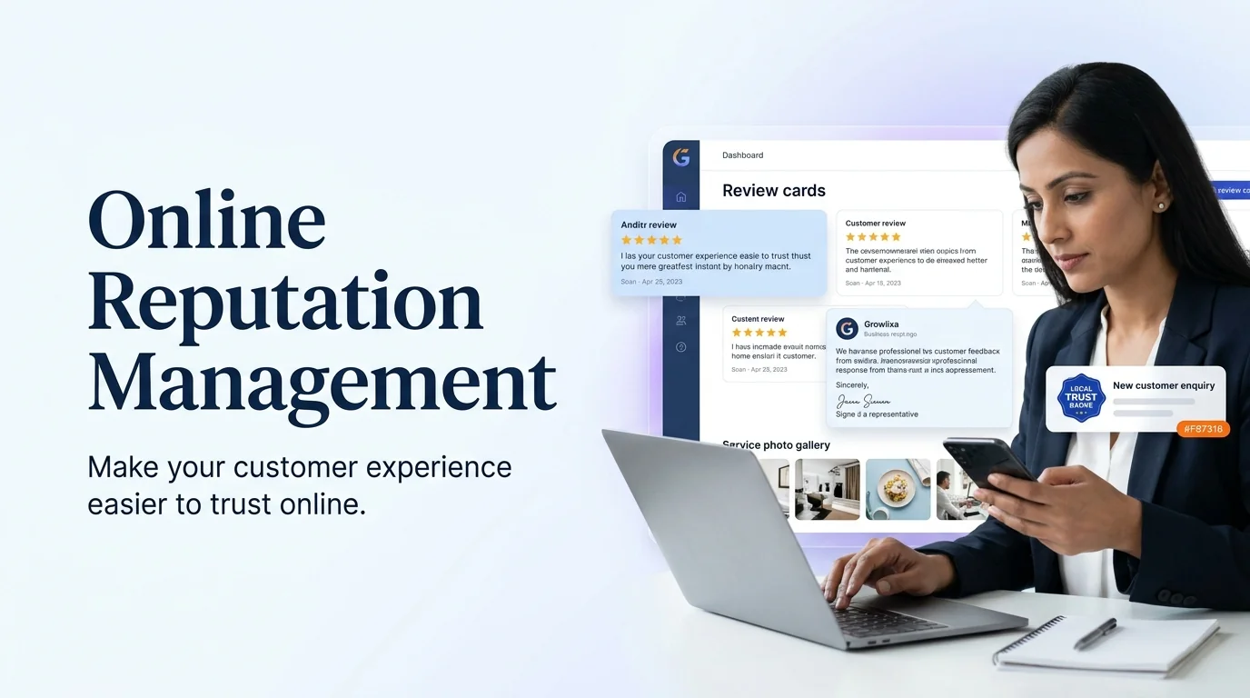 Online reputation management and customer feedback illustration