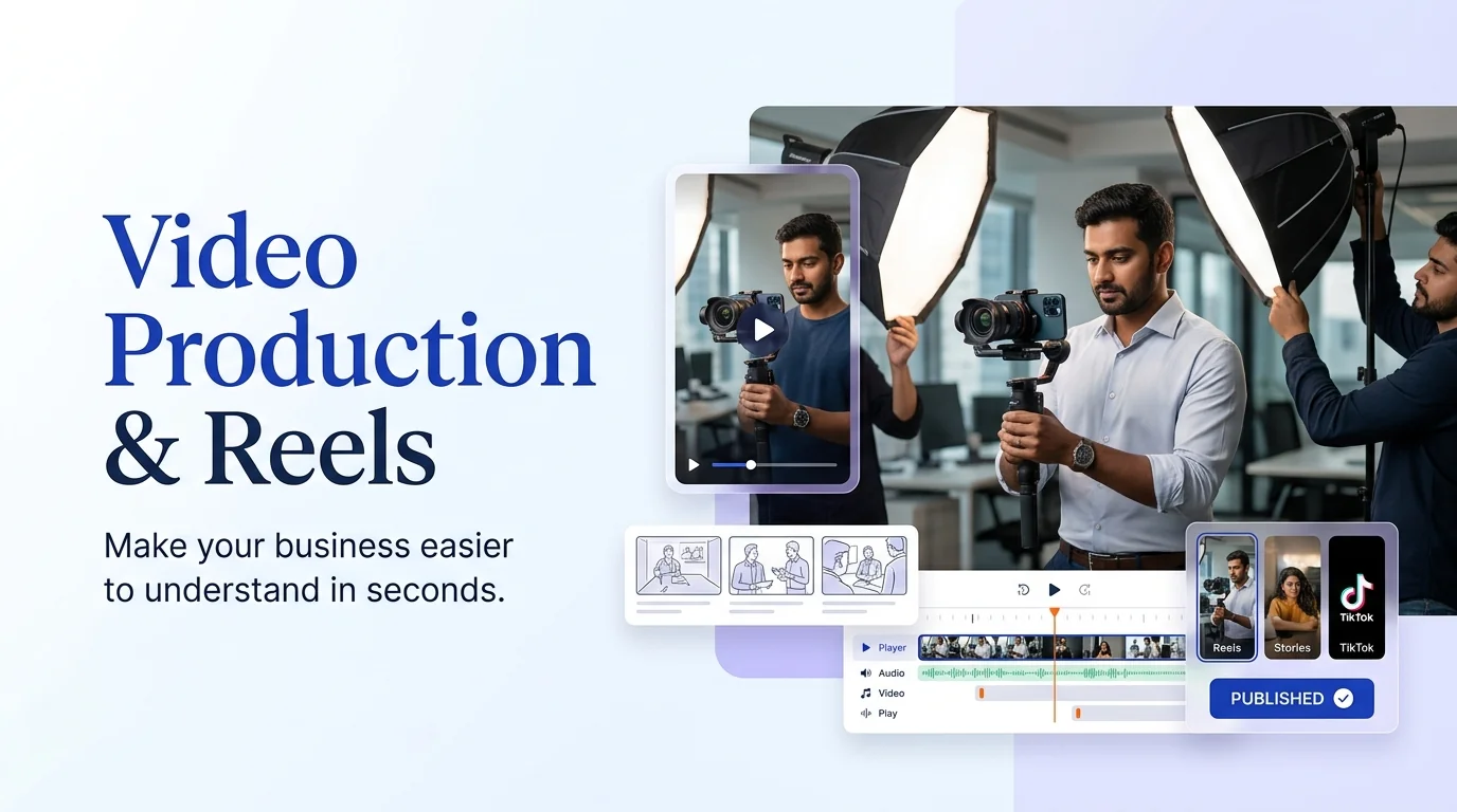 Business video production and reels workflow illustration