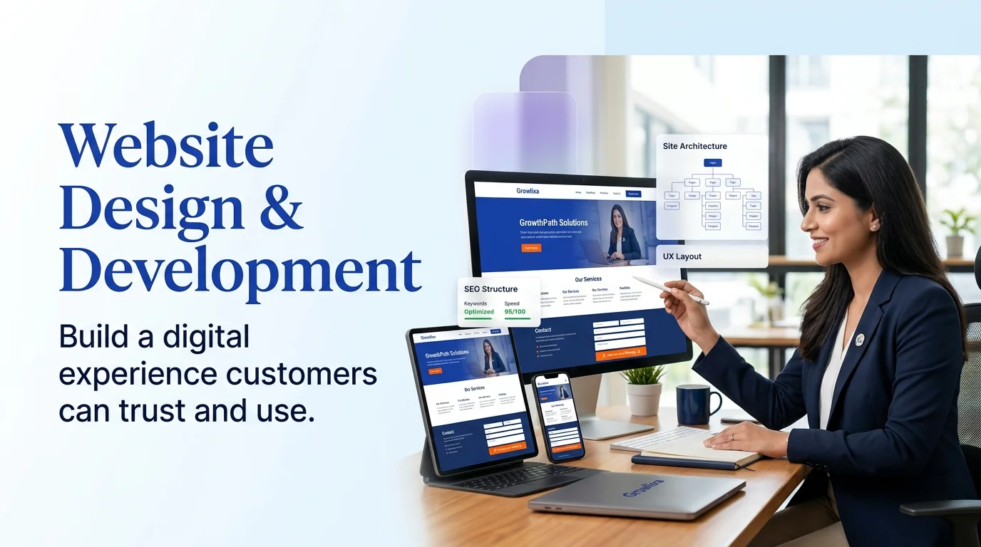 Responsive website design and development illustration