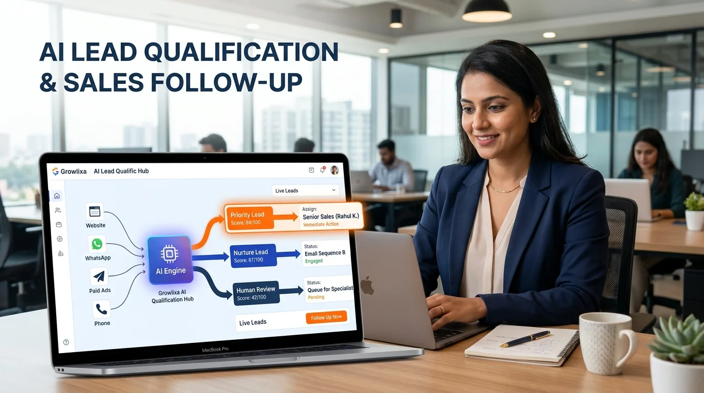 AI lead qualification and sales follow-up illustration
