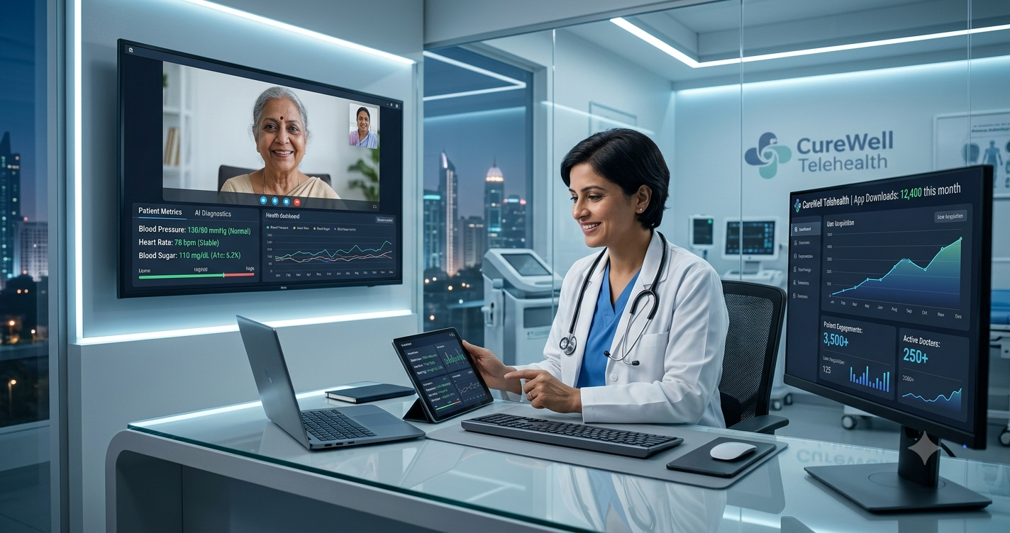 Digital marketing for healthcare technology and telemedicine platforms in India with app growth and patient acquisition by Growlixa